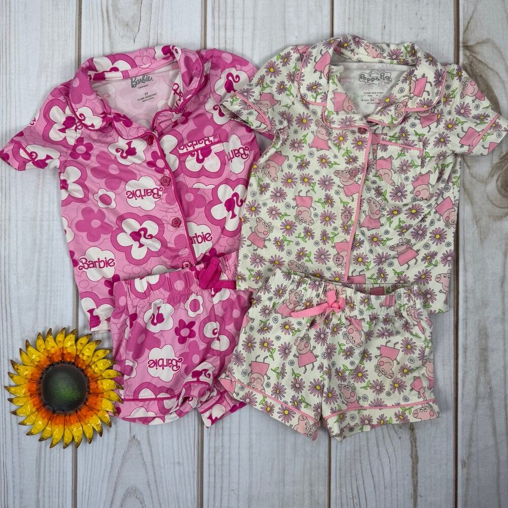 Toddler girl Barbie & peppa pig pajama sets 2T